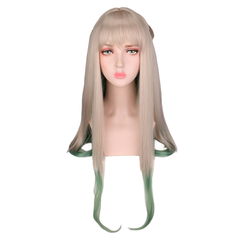 Perucă pentru cosplay SQ-QY096: păr lung, buclat, cu breton în centru, fibre rezistente la căldură, poate fi vopsită