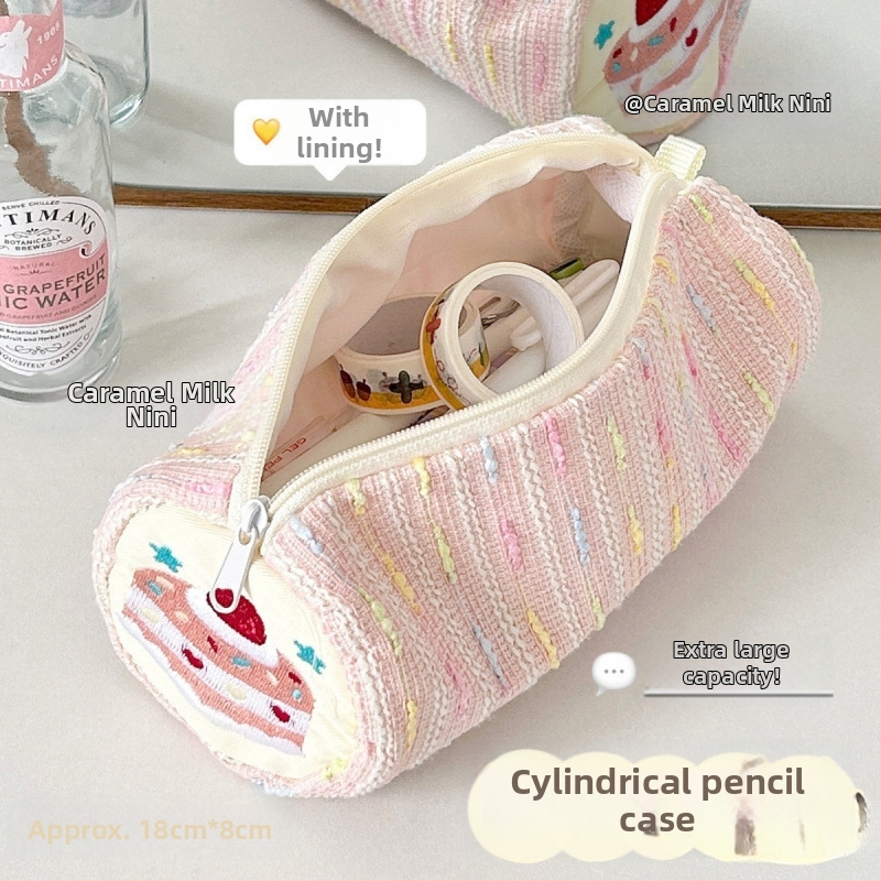 Penar pentru creioane cu design cățeluș tort cu căpșuni, desen animat drăguț, capacitate mare, stil japonez, model zYY8s2kY