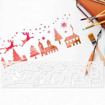 Șablon de pictură din PET cu temă de Crăciun, design decupat – pentru pictură manuală și graffiti