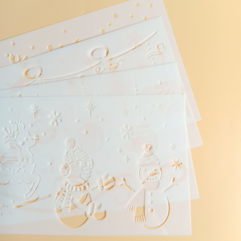 Șablon de pictură din PET cu temă de Crăciun, design decupat – pentru pictură manuală și graffiti