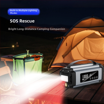 Starter de urgență auto cu compresor de aer integrat — 12V, 600A, 120W, debit 70 L/min, încărcare USB, afișaj digital