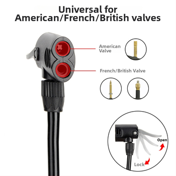 Pompa manuală portabilă pentru bicicletă, cu manometru universal, presiune 180 psi, corp din fier, model 6532K, lungime 605 mm