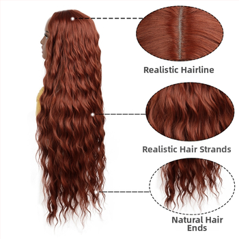 Perucă cu păr lung, bucle lungi și breton, fibre rezistente la temperaturi înalte, poate fi vopsită, model G08 350#, Brand Zhonglai Hair Products