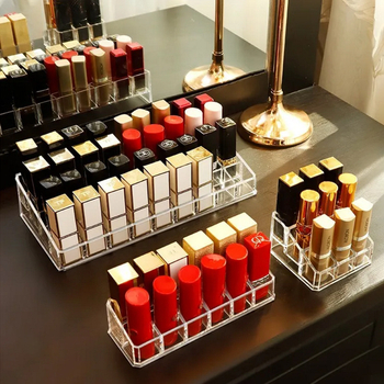 Organizator acrilic pentru rujuri cu grilă transparentă 8/9/24/36, pentru birou, stil japonez, capacitate 1