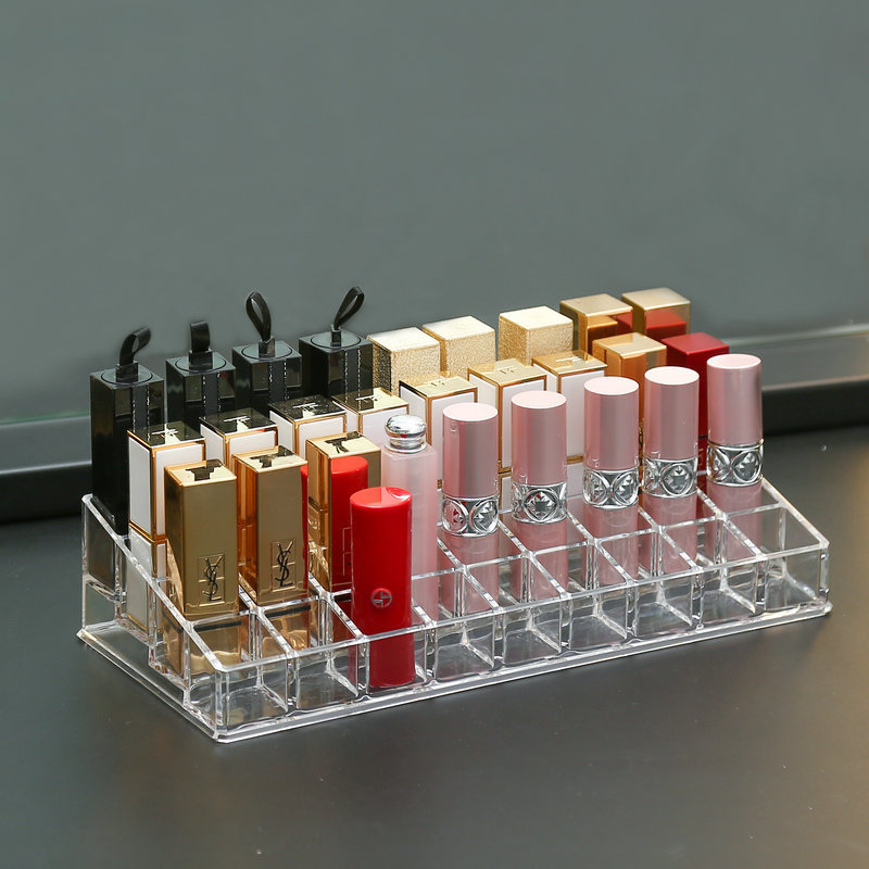 Organizator acrilic pentru rujuri cu grilă transparentă 8/9/24/36, pentru birou, stil japonez, capacitate 1