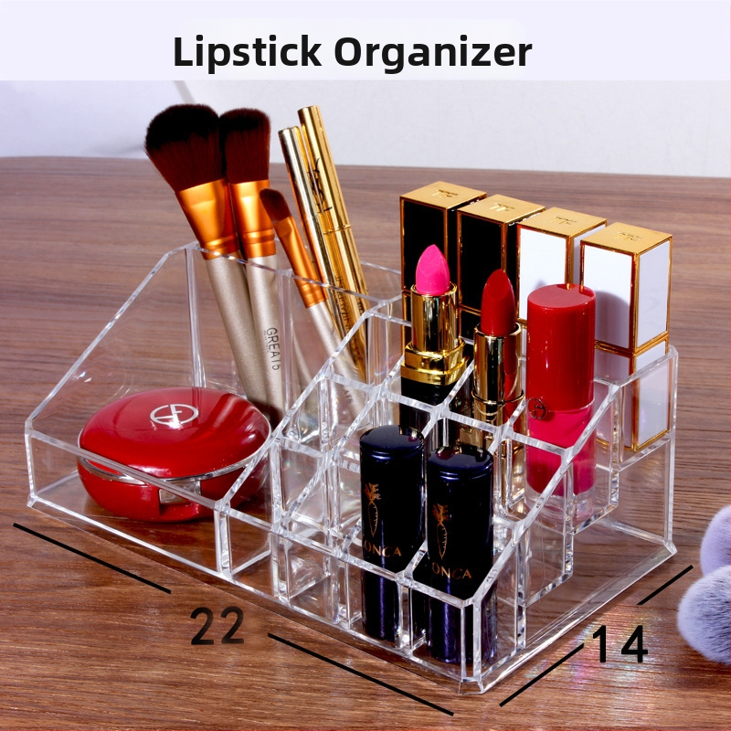 Organizator acrilic pentru rujuri cu grilă transparentă 8/9/24/36, pentru birou, stil japonez, capacitate 1