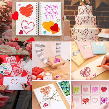 6 șabloane de pictură în formă de inimă – decoruri, PET material; neimportat; IP neautorizat.