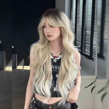 Queen of Seventh Street Perucă lungă cu bucle, Eight-Character Bangs, fibre rezistente la temperatură, model Mw9197-3, stil celebritate, modă frumusețe