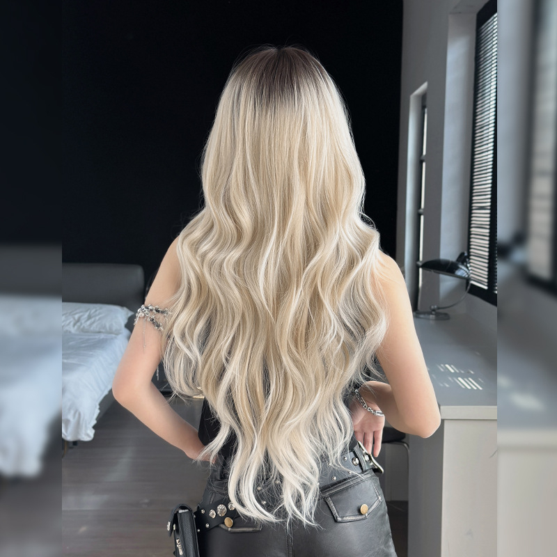 Queen of Seventh Street Perucă lungă cu bucle, Eight-Character Bangs, fibre rezistente la temperatură, model Mw9197-3, stil celebritate, modă frumusețe