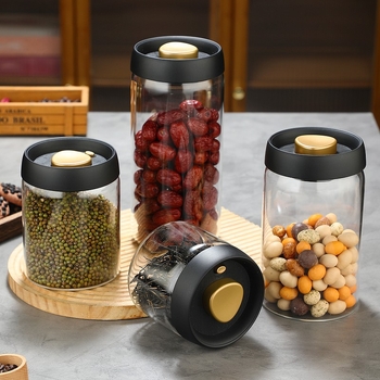 Recipient din sticlă cilindric pentru cafea boabe și ceai, 1–2 L, produs premium