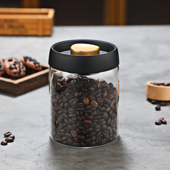 Recipient din sticlă cilindric pentru cafea boabe și ceai, 1–2 L, produs premium