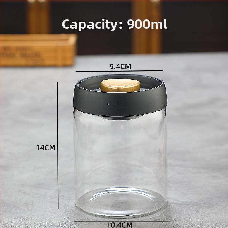 Recipient din sticlă cilindric pentru cafea boabe și ceai, 1–2 L, produs premium
