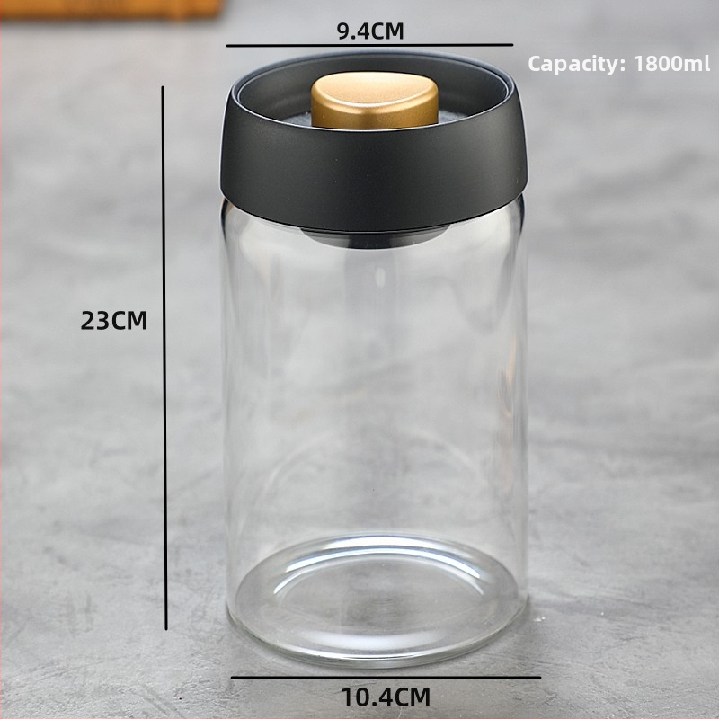 Recipient din sticlă cilindric pentru cafea boabe și ceai, 1–2 L, produs premium