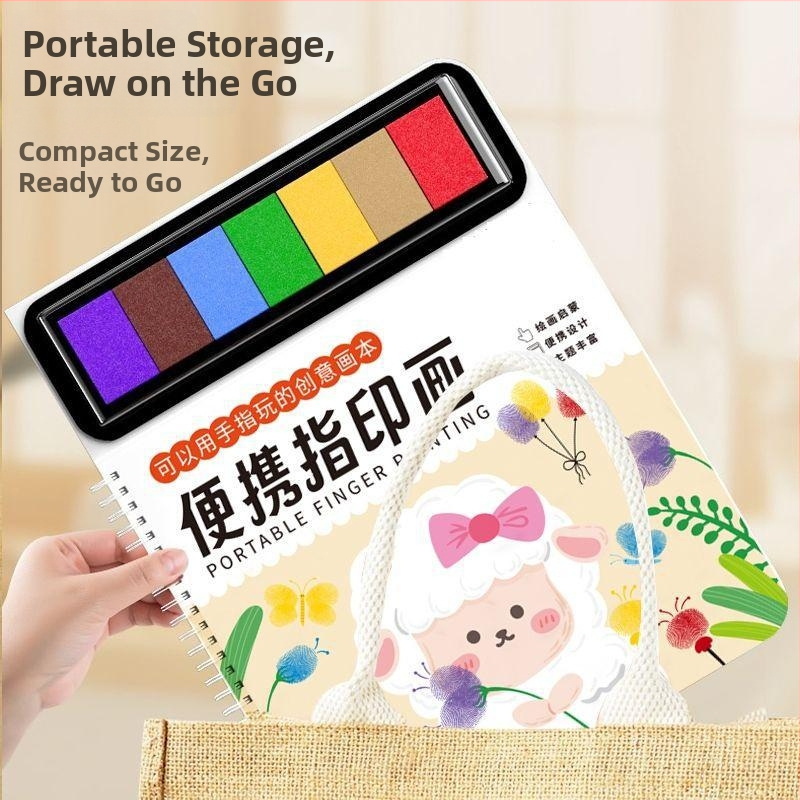 Chengyu Kit portabil de pictură cu degetele, cu instrumente de ștampilare, vopsea pe bază de apă, capacitate 100, pachet pentru pictură cu degetele, destinat picturii cu acuarelă