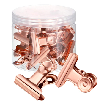 Mapă de documente cu clips de cui, clip pentru fotografii, clip de legătură și clip pentru note; construcție metalică