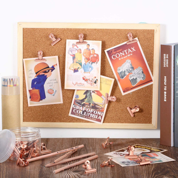 Mapă de documente cu clips de cui, clip pentru fotografii, clip de legătură și clip pentru note; construcție metalică