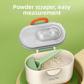 Cutie pentru lapte praf cu dublu compartiment, design portabil, sigilată și rezistentă la umezeală, potrivită pentru copii 0–1 ani