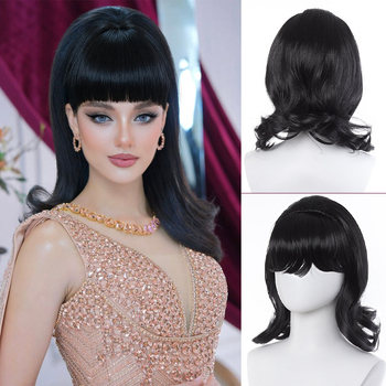 Perucă lungă, buclată, DM901, breton, coroană înaltă, fibre rezistente la temperatură, mecanism de fabricație