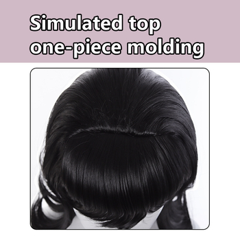 Perucă lungă, buclată, DM901, breton, coroană înaltă, fibre rezistente la temperatură, mecanism de fabricație