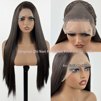 Perucă cu dantelă frontală, stil natural, fibre mate rezistente la temperatură, producție semi-automat- semi-artizanală, poate fi vopsită și poate fi permată.