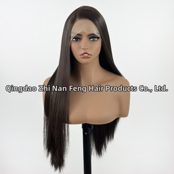 Perucă cu dantelă frontală, stil natural, fibre mate rezistente la temperatură, producție semi-automat- semi-artizanală, poate fi vopsită și poate fi permată.