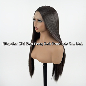 Perucă cu dantelă frontală, stil natural, fibre mate rezistente la temperatură, producție semi-automat- semi-artizanală, poate fi vopsită și poate fi permată.