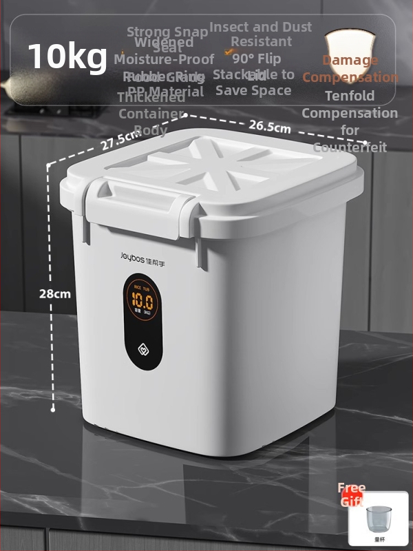 Container pentru depozitare orez și făină – sigilat, rezistent la umiditate și insecte, 9–10 L, plastic PP, stil modern