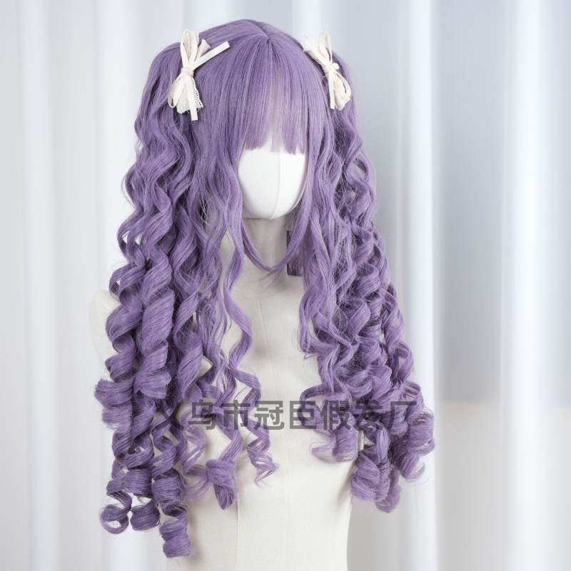 Perucă pentru femei, Guan Chen, păr lung și buclat, sârmă rezistentă la temperaturi înalte, mecanism, model 002, Qi breton