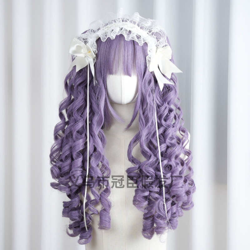 Perucă pentru femei, Guan Chen, păr lung și buclat, sârmă rezistentă la temperaturi înalte, mecanism, model 002, Qi breton