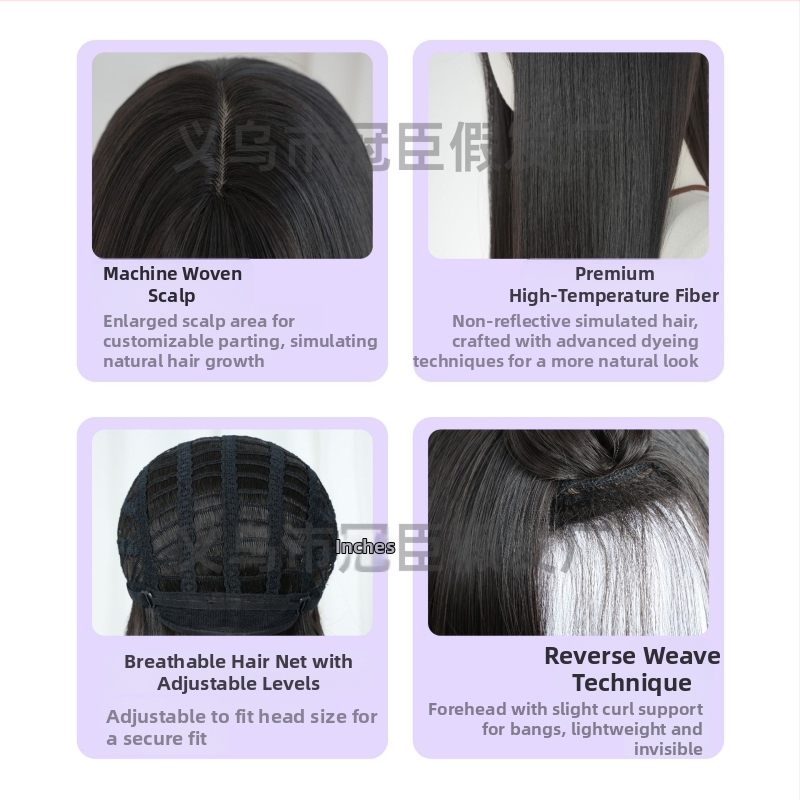 Perucă pentru femei, Guan Chen, păr lung și buclat, sârmă rezistentă la temperaturi înalte, mecanism, model 002, Qi breton