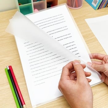 Dosar plastic în formă de L, cu buzunare de inserție, pentru o singură pagină