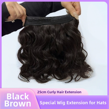 Accesoriu pentru perucă compatibil cu pălărie, segment de volum pentru perucă, fibră rezistentă la temperatură, pentru femei; model: perucă buclată; nu poate fi vopsită sau tratată permanent.