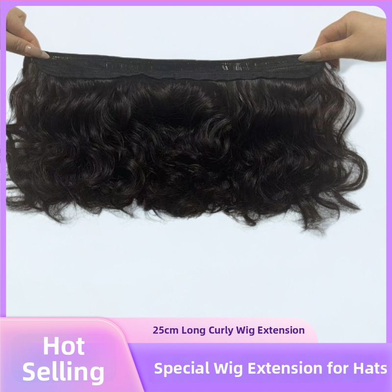 Accesoriu pentru perucă compatibil cu pălărie, segment de volum pentru perucă, fibră rezistentă la temperatură, pentru femei; model: perucă buclată; nu poate fi vopsită sau tratată permanent.