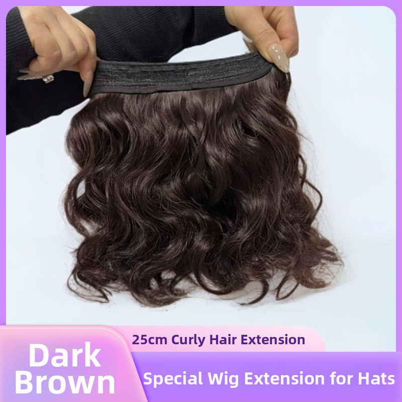 Accesoriu pentru perucă compatibil cu pălărie, segment de volum pentru perucă, fibră rezistentă la temperatură, pentru femei; model: perucă buclată; nu poate fi vopsită sau tratată permanent.