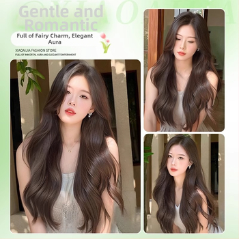 Perucă cu acoperire completă, păr lung și buclat; model: capac cu păr; material: sârmă proteică; mecanism de fabricație; breton: mijloc