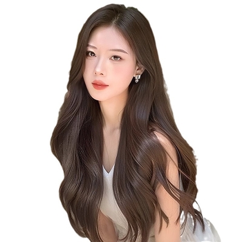 Perucă cu acoperire completă, păr lung și buclat; model: capac cu păr; material: sârmă proteică; mecanism de fabricație; breton: mijloc