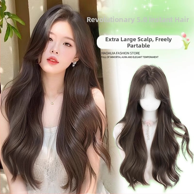 Perucă cu acoperire completă, păr lung și buclat; model: capac cu păr; material: sârmă proteică; mecanism de fabricație; breton: mijloc