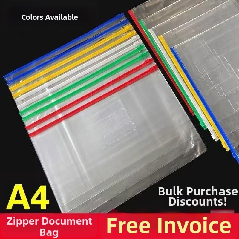 Set de 100 pungi transparente din PVC cu închidere etanșă pentru documente