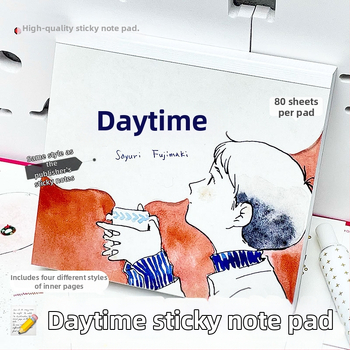 Bloc de notițe pătrat cu hârtie Mino Washi, design original de ilustrator, stil desen animat, ediție limitată primăvară-vară