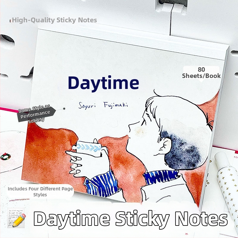Bloc de notițe pătrat cu hârtie Mino Washi, design original de ilustrator, stil desen animat, ediție limitată primăvară-vară