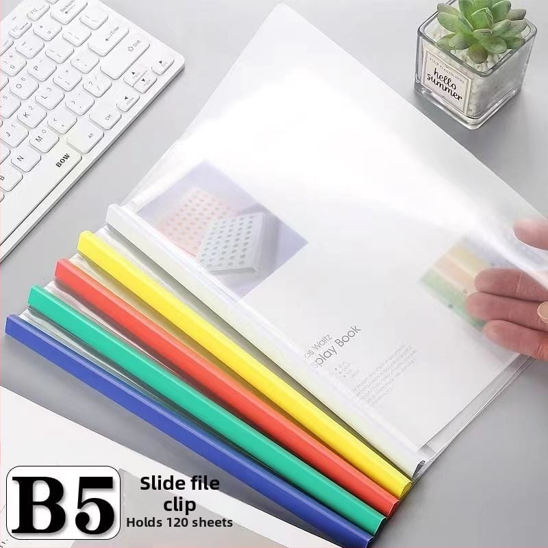 Yipai Q314 Mapă de fișiere cu clemă, din plastic, 265×185 mm, format B5, lățime spate 10 mm