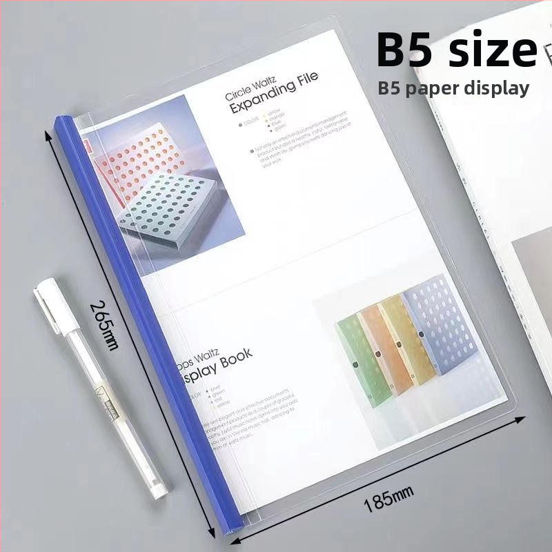 Yipai Q314 Mapă de fișiere cu clemă, din plastic, 265×185 mm, format B5, lățime spate 10 mm