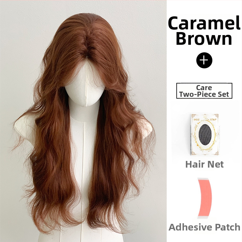 Perucă pentru femei, păr lung și buclat, cu despărțire la mijloc, fibre rezistente la temperatură, model G108