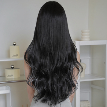 Perucă lungă buclată, stil coreean (fibră sintetică rezistentă la temperatură; model C-0435; breton: aliniat sau înclinat)