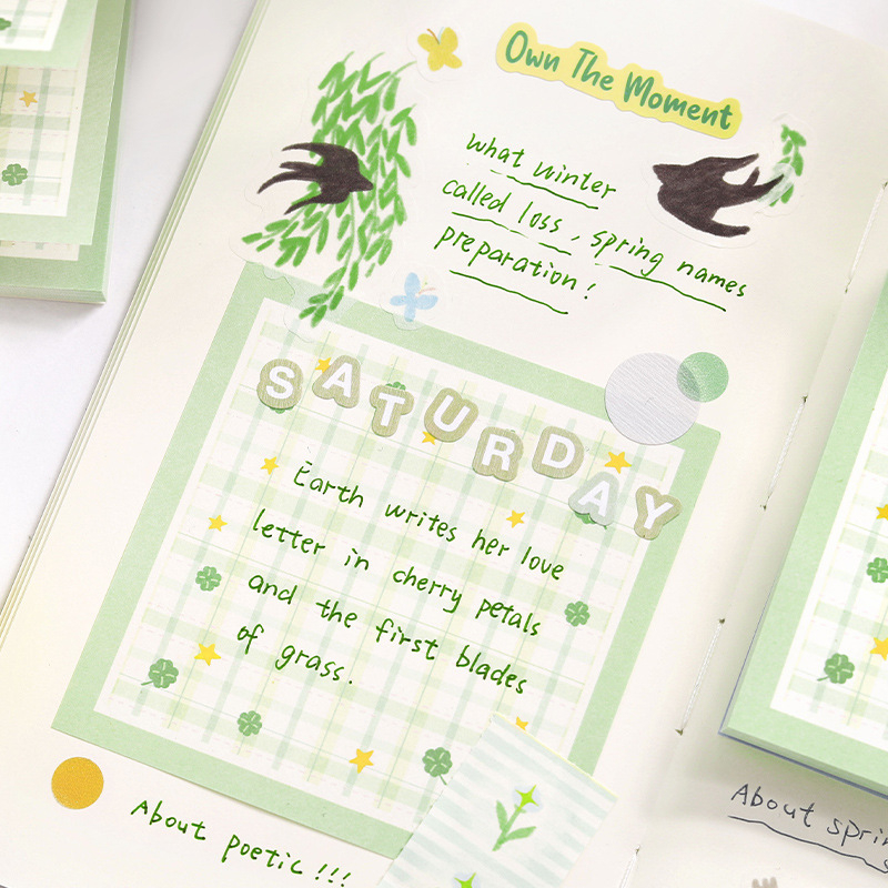 NOTE FOR Caiet cu 100 de foi, hârtie neadezivă, mesaje desenate, note în stil coreean