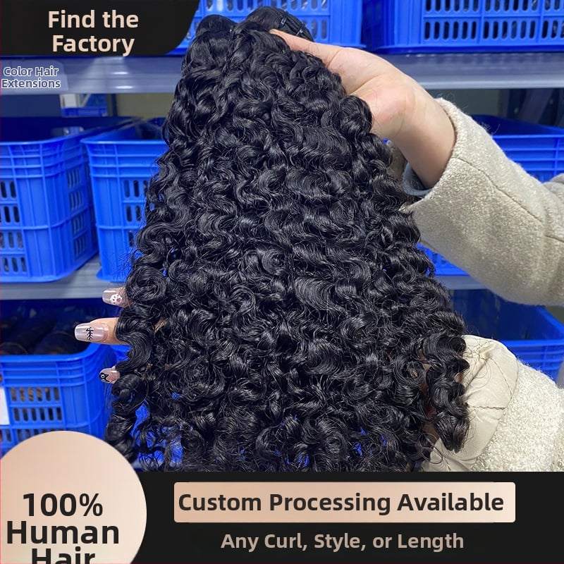 Perucă lungă bucle naturale din păr uman real, cusută manual, poate fi vopsită, stil exotic, origine Shandong