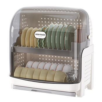 Raft din plastic pentru vase, bucătărie, cu capac, formă dreptunghiulară, stil modern minimalist, organizator de veselă