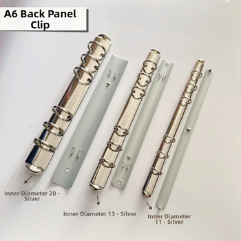 Portofel din fier cu finisaj nichelat; tip spate M5 binder; clips pentru placa de spate A6; clips pentru găuri A5