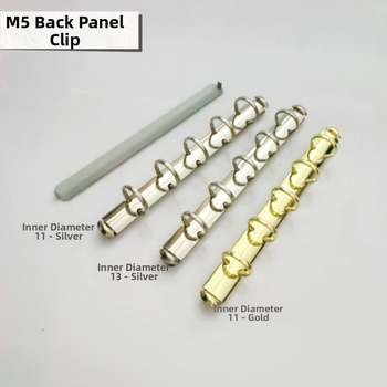 Portofel din fier cu finisaj nichelat; tip spate M5 binder; clips pentru placa de spate A6; clips pentru găuri A5