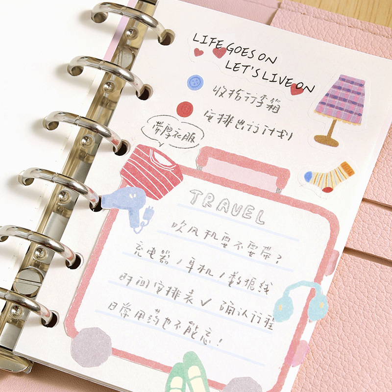 Bloc de notițe din hârtie, formă de cărămidă, 100 foi, fără adeziv, ambalaj de bază, desene drăguțe cu dopamină despre viața mea